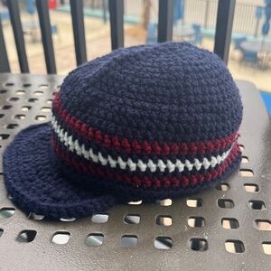 Stylish handmade Navy and Red Knit Women's Cap